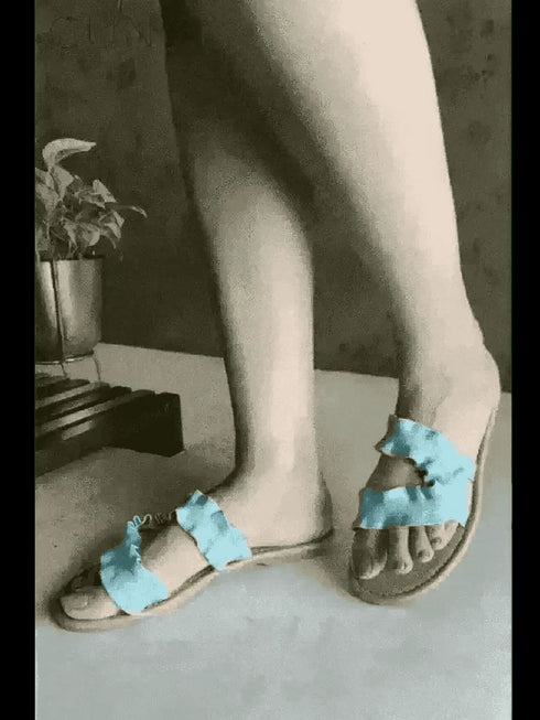Womens Sky Blue Swirl Flats